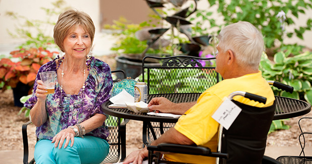 Two residents enjoy social life at Samaritan Bethany